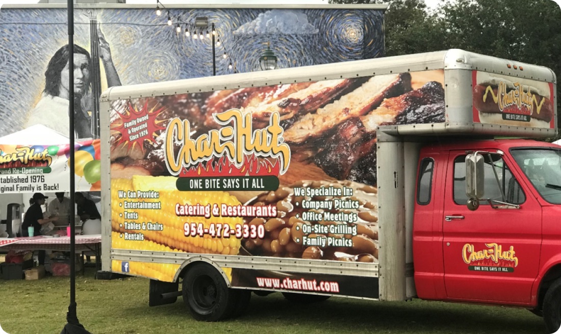 Char-Hut full-service catering setup